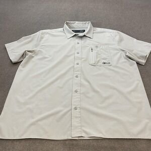 Fintech Shirt Mens XL Gray Short Sleeve Fishing Button Up Vented Performance